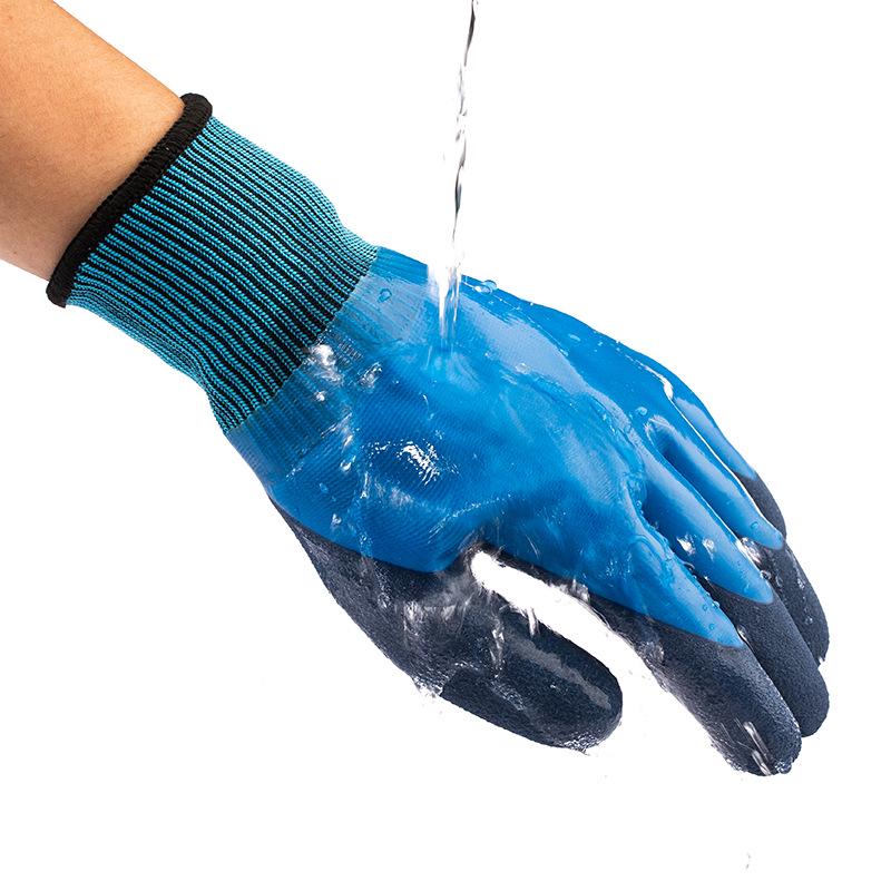 Tide-Chasing Wear-Resistant Waterproof Latex Work Gloves - Non-Slip, Ideal for Construction.