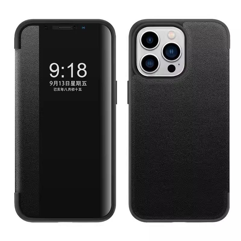 Applicable To IPhone16 Mobile Phone Chitin Leather Business Flip Leather Case 15pro Windows Apple X Full-inclusive Protective Case