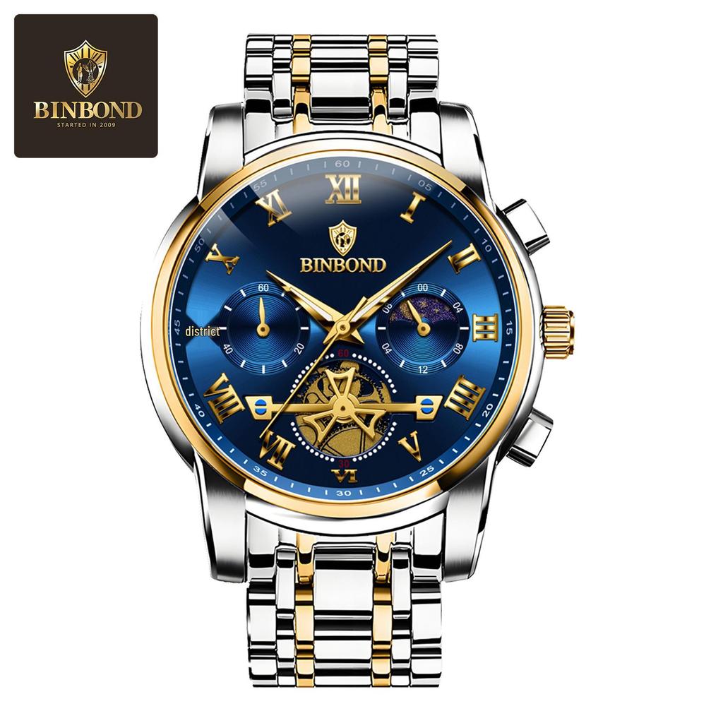 Binbang Luminous Skeleton Waterproof Quartz Men's Watch