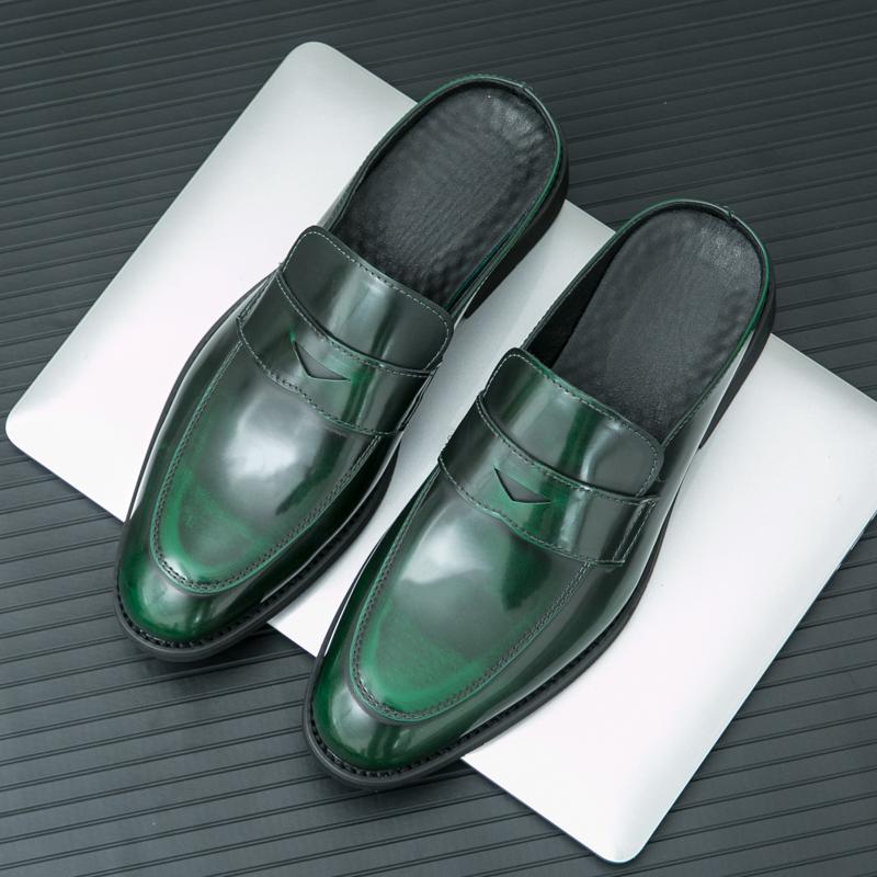 

Высококачественные дизайнерские мужские сандалии красного, черного и зеленого цветов, туфли с полупайетками для мужчин, мюли, повседневная обувь, пенни-лоферы, лоферы, тапочки 38