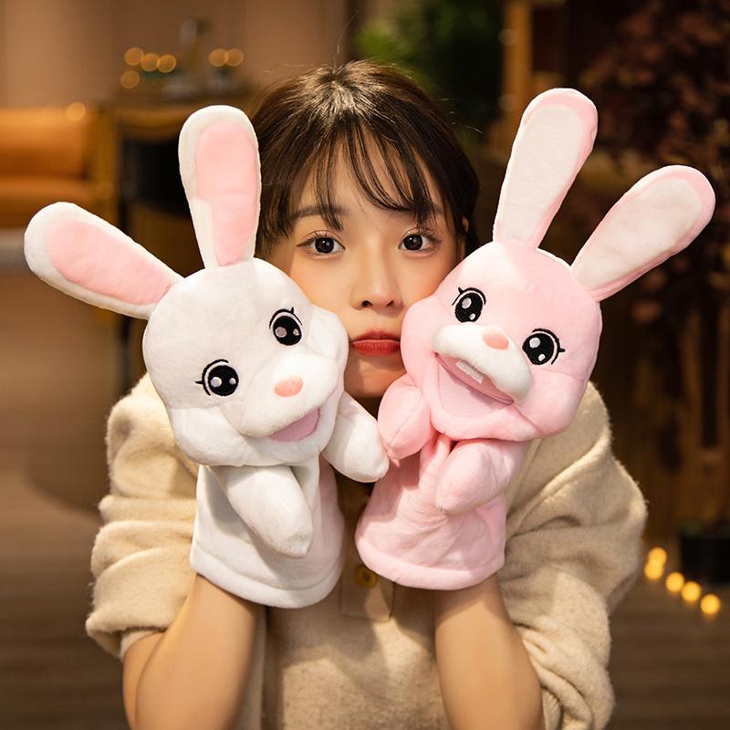 35cm Baby Hand Puppet Plush Toy Cartoon Rabbit Role Play Tell Story Cloth Doll Educational Toys for Children Kids