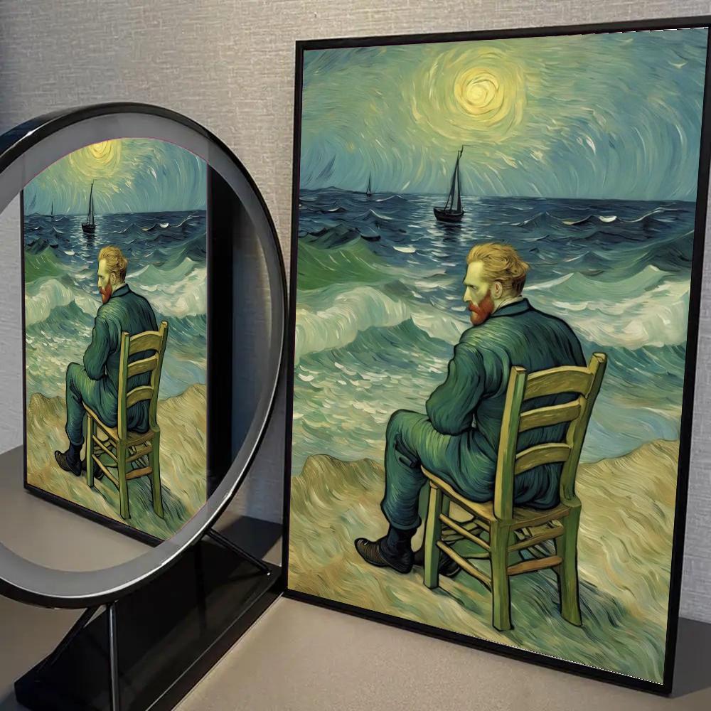 1 Stück Van Gogh Meisterwerk Poster Selbstklebend Kunst Wasserdicht Papier Aufkleber Kaffeehaus Bar Raum Wanddekor