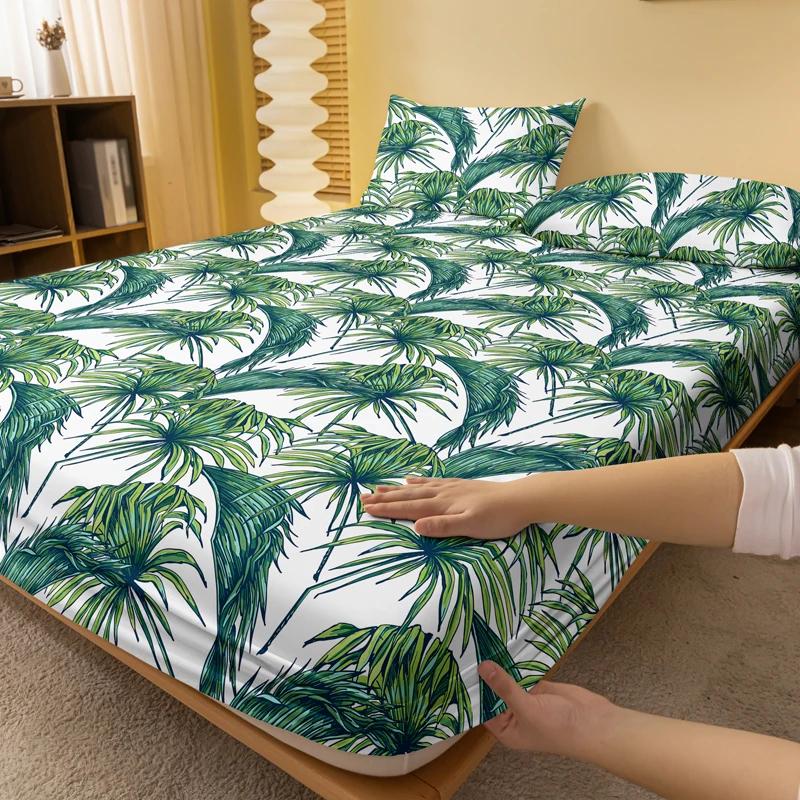 1 Lenzuolo con Angoli Matto Stampato a Fiori Pianta Semplice Moderno, Copriletto Stampato per Camera da Letto, Biancheria da Letto (Federe escluse)