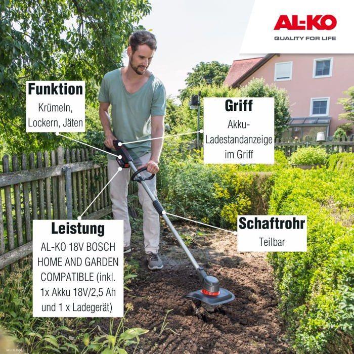 Motobineuse - AL-KO - TL 1820 - 18 V - Sans Fil - Léger - Compatible Bosch Home & Garden
