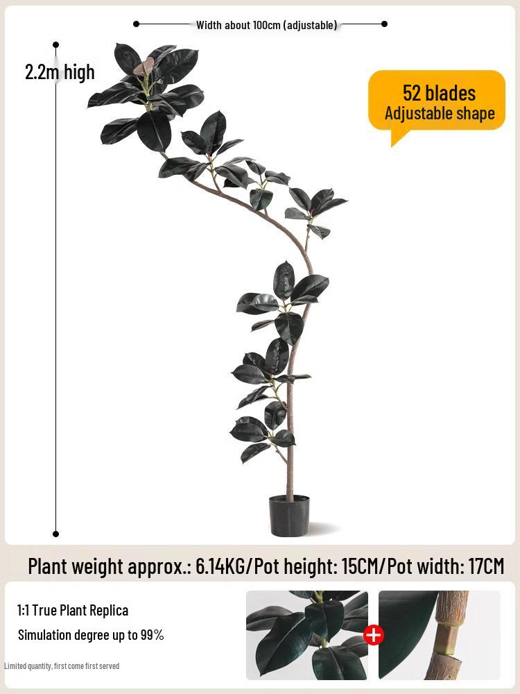 Luxurious Black Gold Ficus Elastica Artificial Tree: Indoor Ornament and Floor Decoration