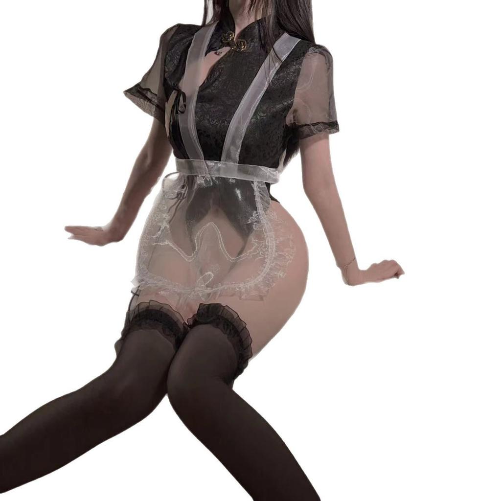 Sex suit sweet pure lust style maid cos cosplay uniform private room transparent free temptation woman