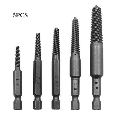 Lot de 5 forets centraux pour extracteur de vis, guide pour extracteur de boulons cassés et endommagés