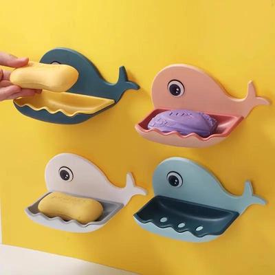 Whale Soap Dish Holder: Punch-Free Wall-Mounted Bathroom Storage Rack with Free Shipping