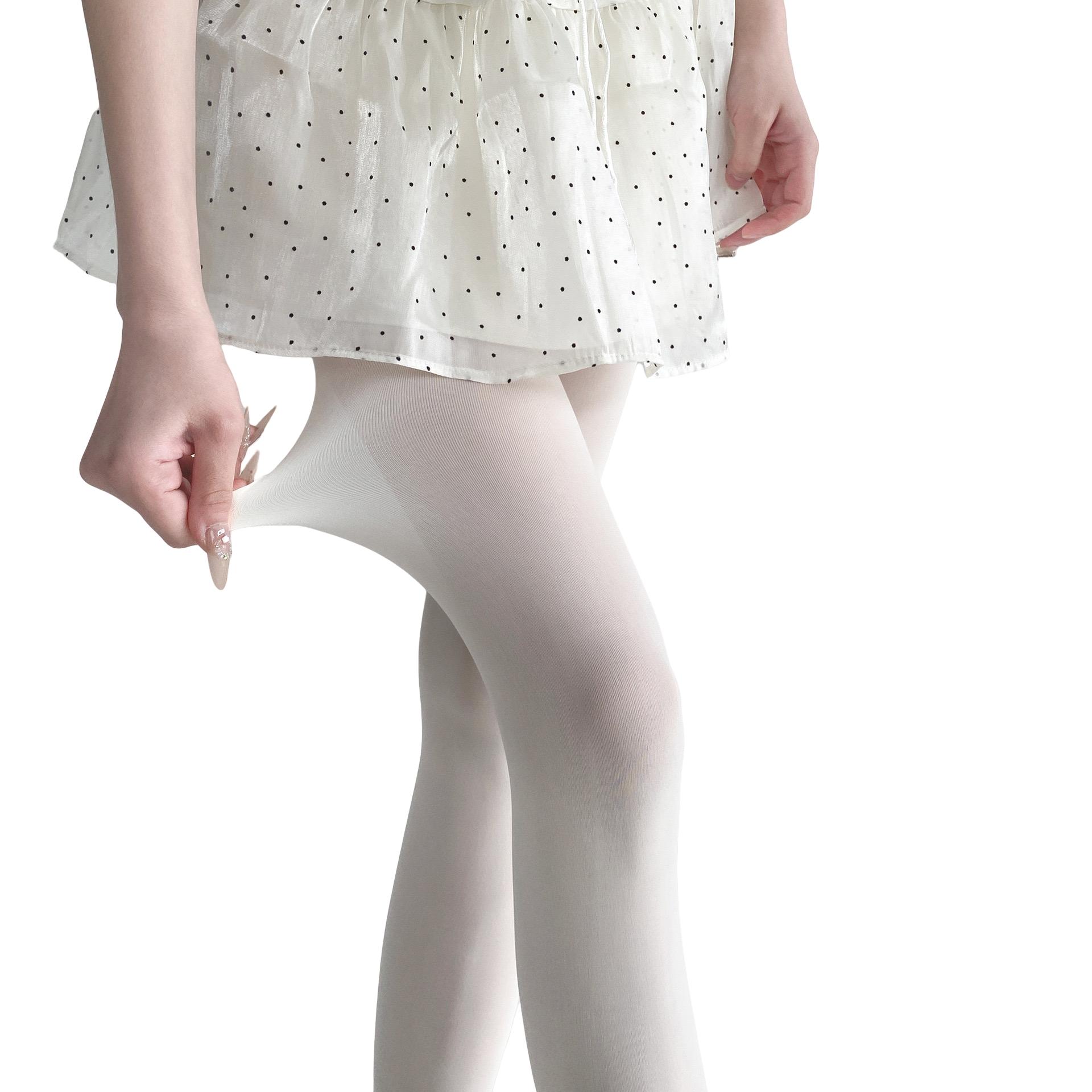 Nieuwe Lente Dames 80D Denier Fluweel OnDoorzichtig Panty Hoge Taille Dames Kleurrijke Panty Stretch Panty Dopamine Kleuren Max 170cm 65kg white