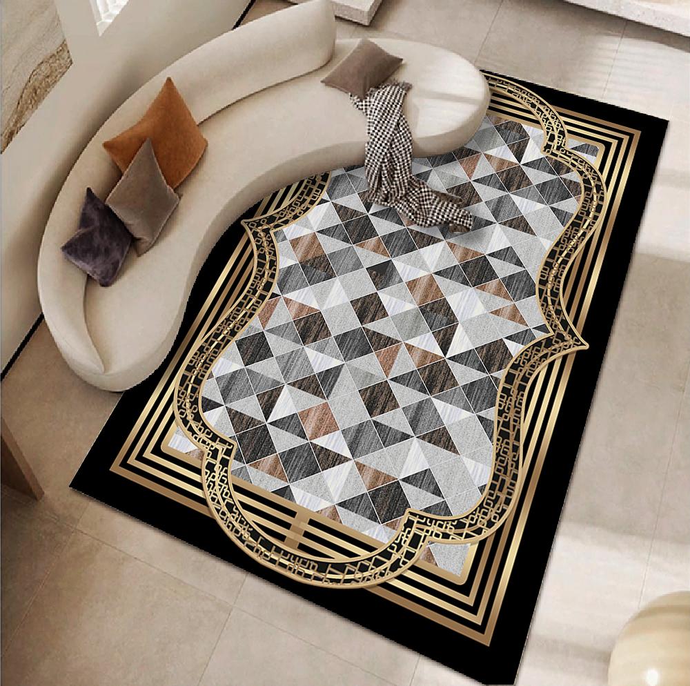 Luxury Black Marble Sofa Rug for Living Room European Large Area Non-slip Decoration Carpets Bedroom Study Tatami Soft Floor Mat