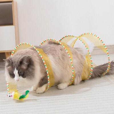 Creative Foldable Cat Coil Tunnel Toys Stretchable S-Shape Coil Spiral Toy Colorful Pet Supplies Pet Interactive Toy