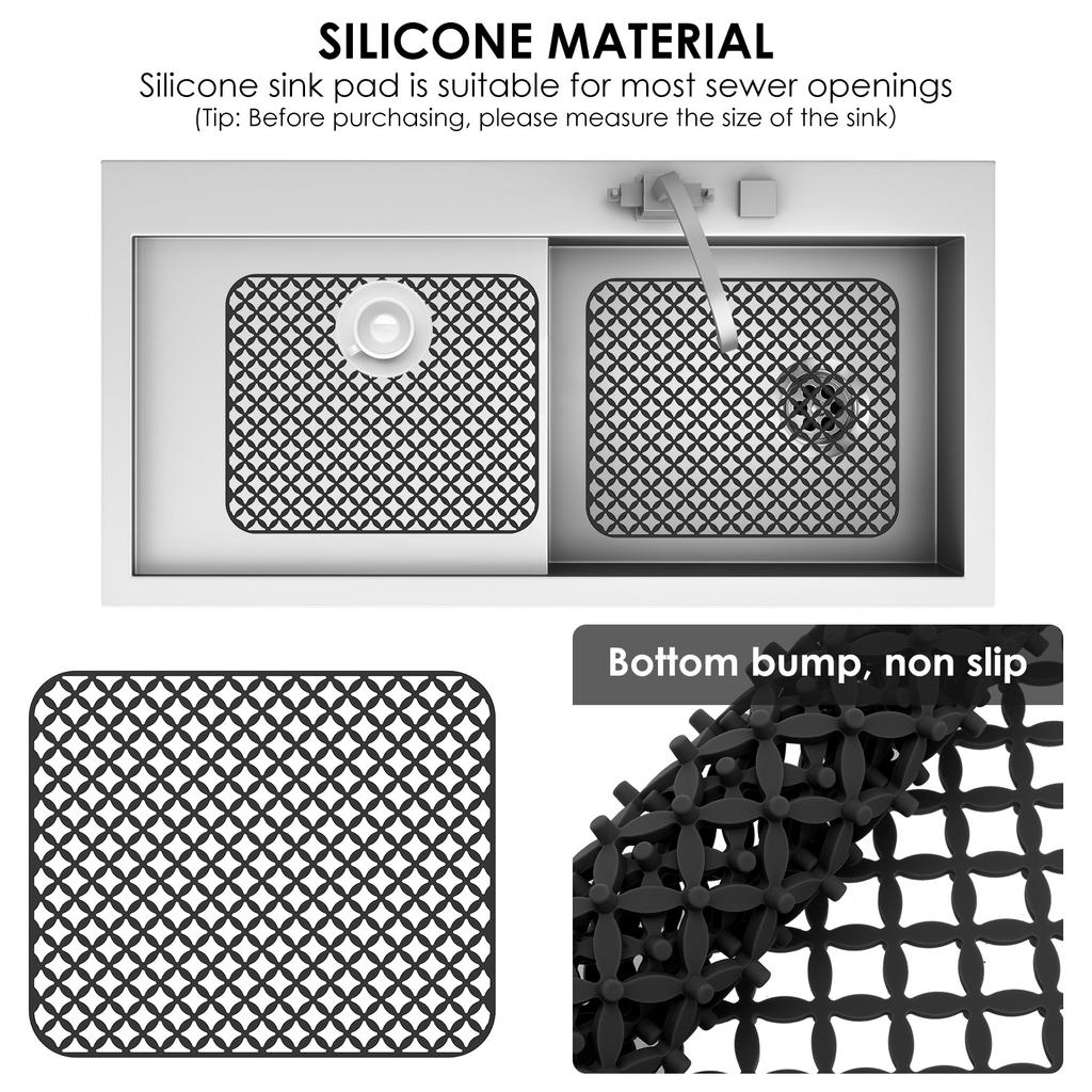 2 st ihåliga silikon diskbänkskyddsmattor värmebeständiga köksdiskbänksmattor med halkfria upphöjda fötter för botten av diskbänken