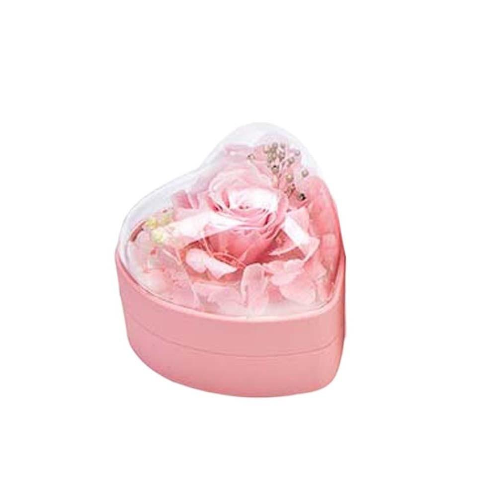 Rose Ring Display Case Acrylic Jewelry Organizer Packaging Box Heart Ring Box Party