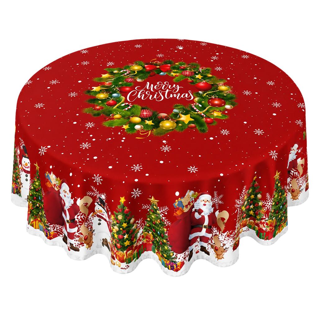 Christmas Tablecloth with Holiday Decorations for Dining Table and Placemat