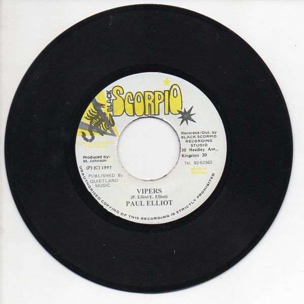 7inch Record PAUL ELLIOT - Vipers NONE Black Scorpio 1997 Jamaica Reggae, Ska & Dub Used