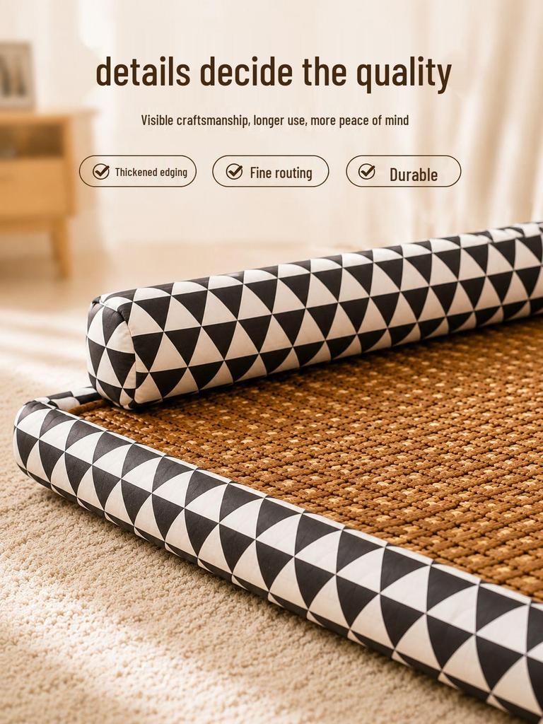 Rattan Woven Cooling Cat & Dog Bed - Universal Pet Mat for Small to Medium Breeds
