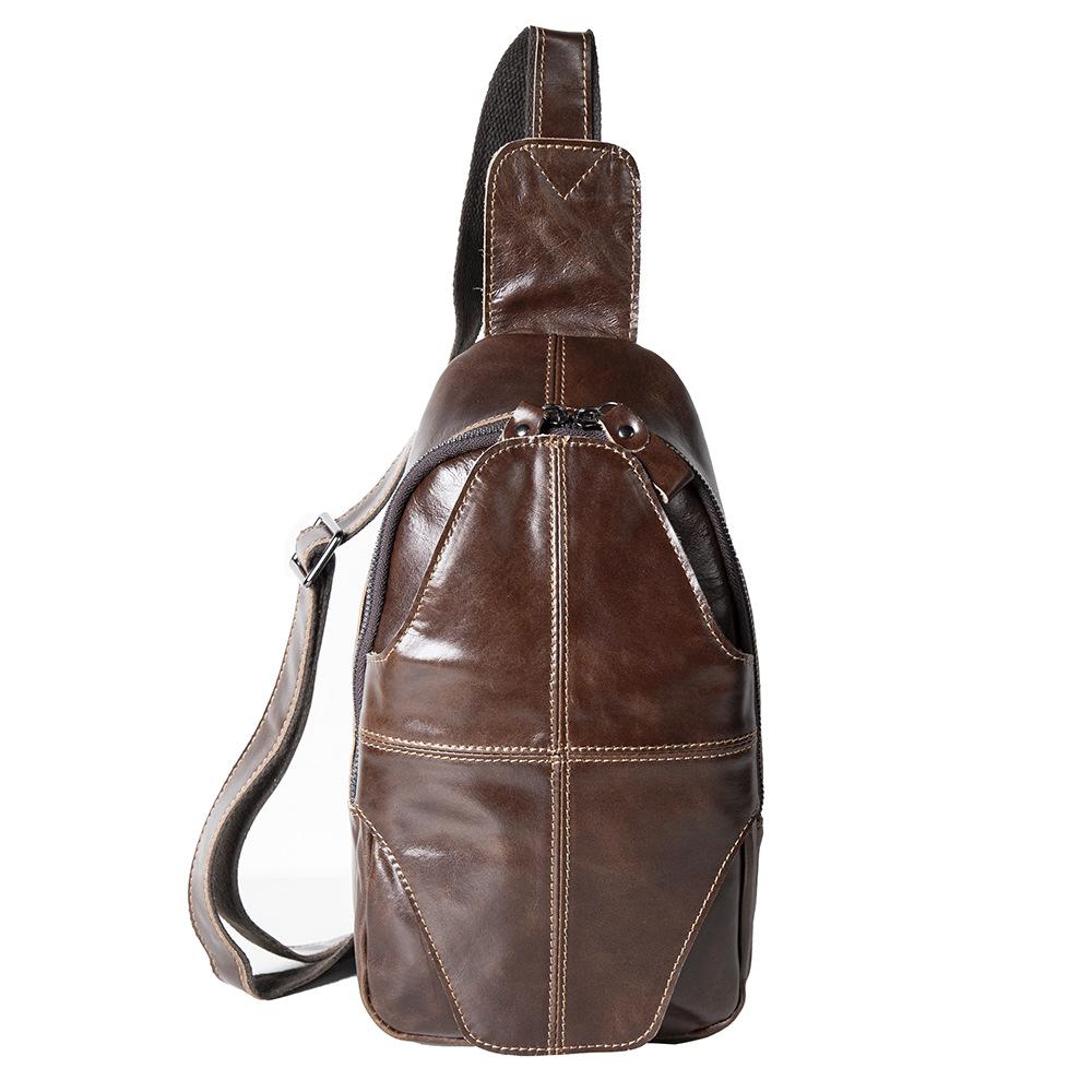 Leather Men's Bag, Men's Chest Bag, Casual and Fashionable Top Layer Cowhide Oil Wax Craft Crossbody Chest Bag