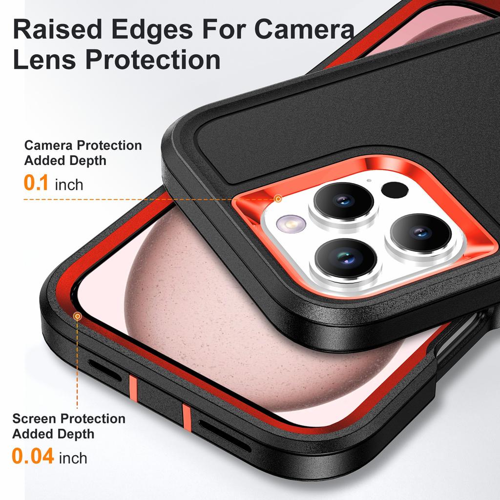 For iPhone 16 Pro Max Case Kickstand Shockproof PC+Silicone+EVA Phone Cover