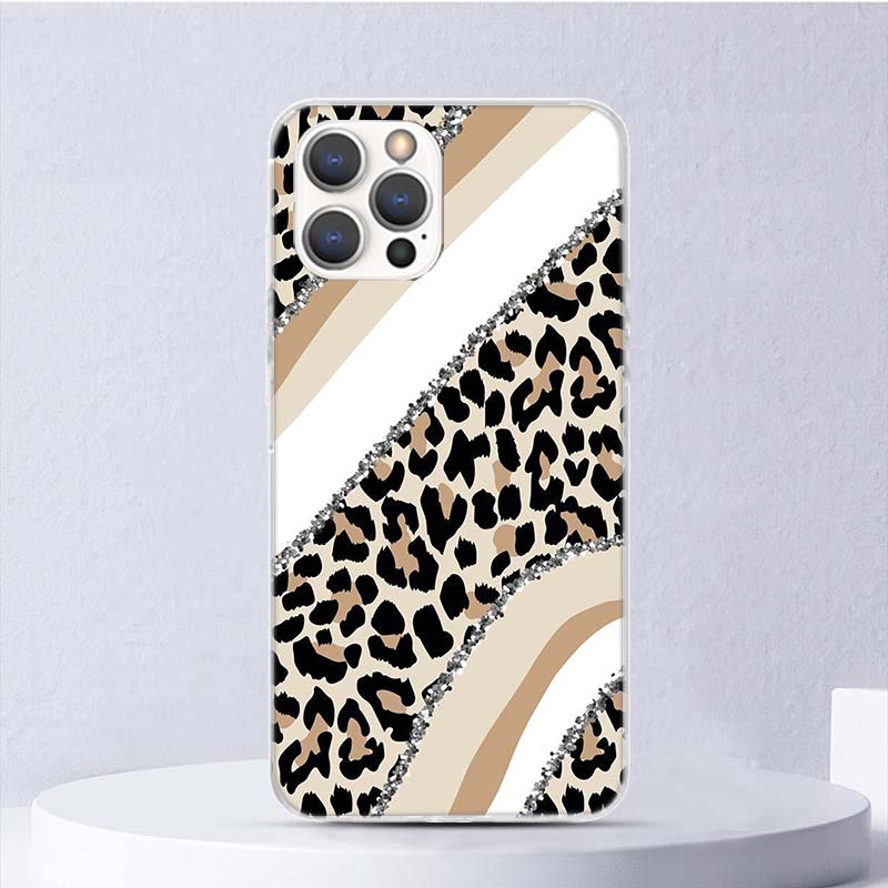 Leopard Print Soft Case For iPhone 11 12 13 Mini 14 Pro Max Apple Phone Cover X XS XR SE 7 Plus 8 + 6 6S 5S Funda Coque