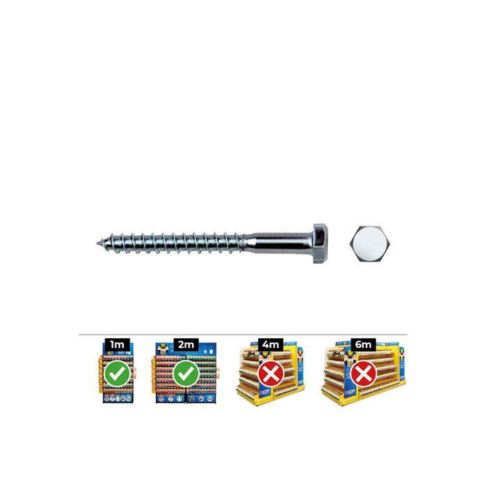 Partially Threaded Screws - CELO - REF 571 - 6x50mm - Zinc-plated Steel - Hex Head