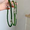 Transparent Green Chalcedony Jade Necklace In Emerald Color. Retro-style Clasp Choker for Women. Necklace.