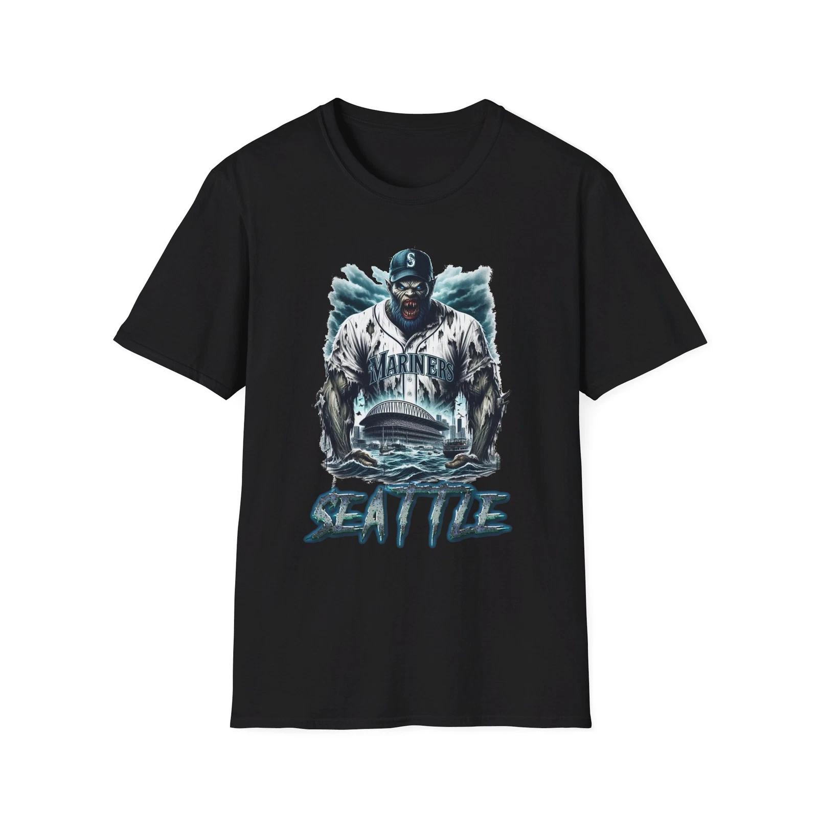 Seattle Mariners Horror Mashup T-Shirt - Spook-tacular Mariners Fan Gear L