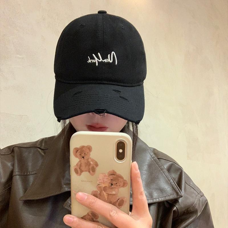 Distressed Perforated Duckbill Cap Cotton Baseball Cap Embroidery Adjustable Deep Fit Baseball Cap For Big Head Daily Hiking