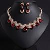 Luxus Tropfen Feinschmuck Rotes Halsketten-Ohrringe Set Damenkleid Braut Urlaubsgeschenk Party Hochzeit Abschlussball Zubehör M-376
