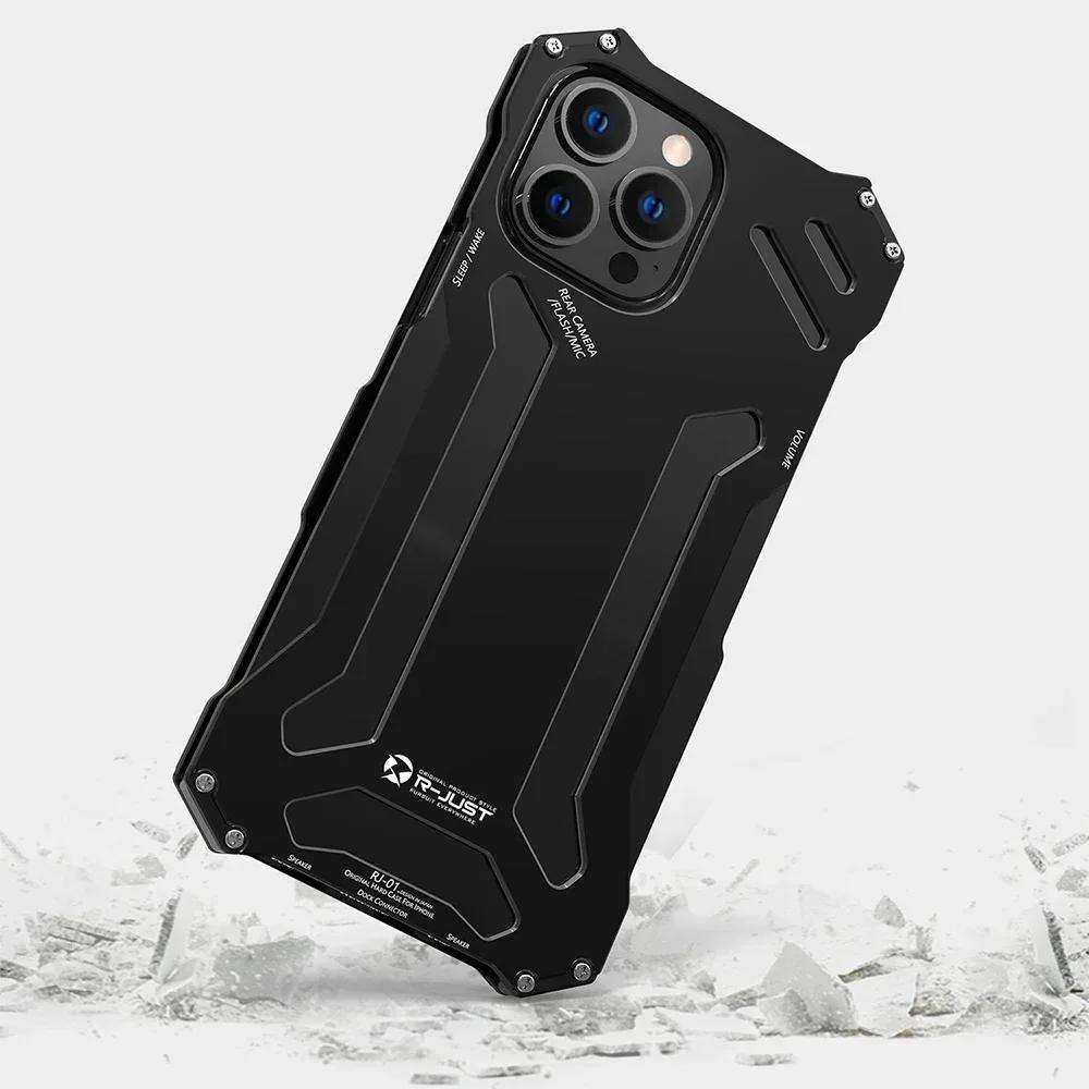 Dual Layers Bumper Metal Phone Case for IPhone 16 15 14 Plus 13 12 16 Pro Max Aluminum Military Shockproof Anti-scratch Cover