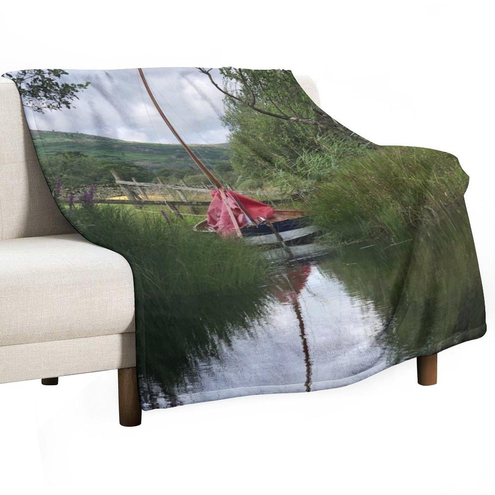 

Mirror Dinghy in the lake with a reflection Throw Blanket Luxury Thicken Luxury Brand Furrys Beautifuls Blankets 30x40in