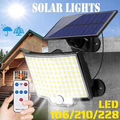 LED Bölünmüş Güneş Işığı Dış Mekan Su Geçirmez Hareket Sensörlü Projektör Uzaktan Kumandalı 3 Modlu Veranda Garaj Arka Bahçe için