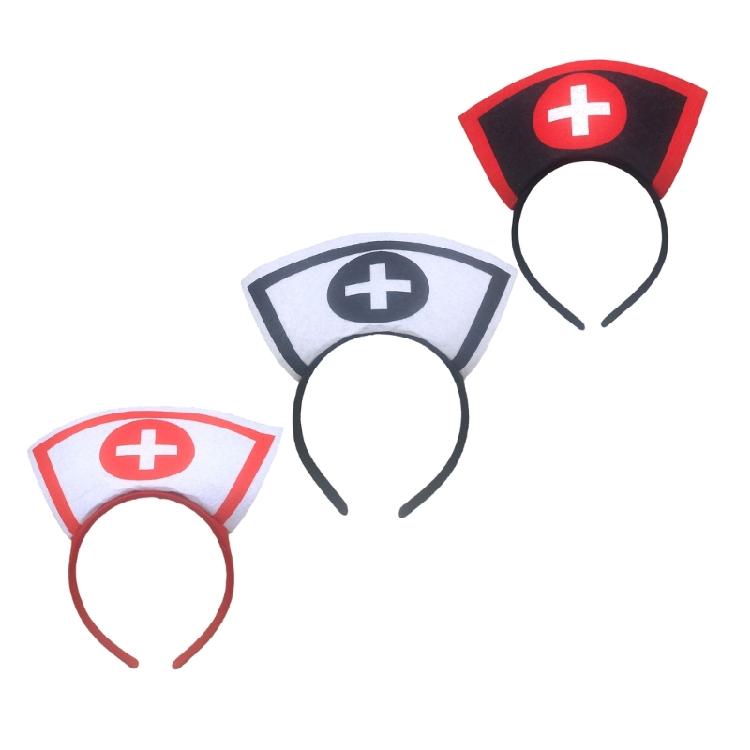 Fasce per Capelli a Forma di Cappello da Infermiera di Halloween Cerchietto per Capelli Accessori per Capelli Costume da Infermiera Carino