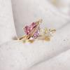 925 Silve Blue Dropwise Glaze Ring for Women Girl Gift Zircon Butterfly Sweet Romantic Jewelry