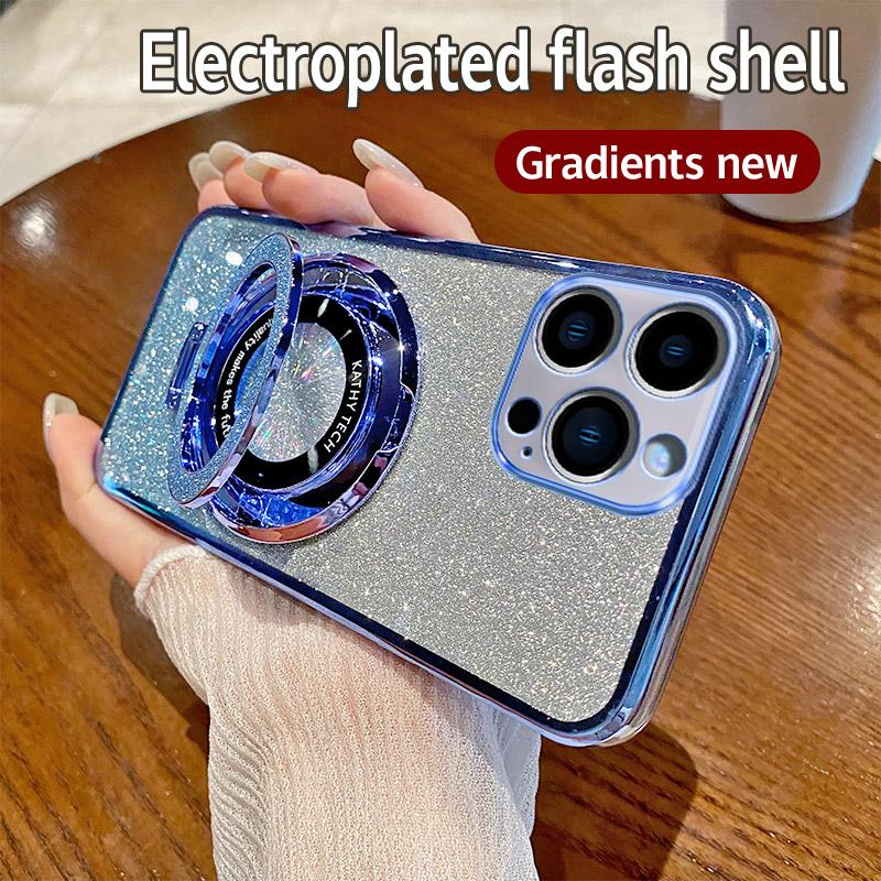 Electroplated Glitter Case For OPPO A1K A5 A7 A8 A9 A11X A12 A15 A17 A32 A36 A38 Magnetic Suction Bracket Soft TPU Back Cover