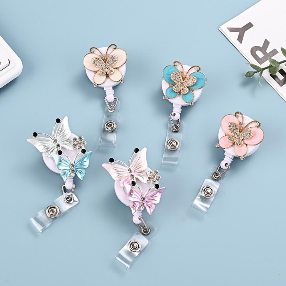 Crocodile Clip Name Tag Fashionable Butterfly Badge Clip Cartoon Badge Clip Colorful Metal Badge Holder For Event Office