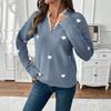Fall Winter Women's V-neck Heart Sweater, Valentine's Day Date Outfit, European American Style Hot Selling Top