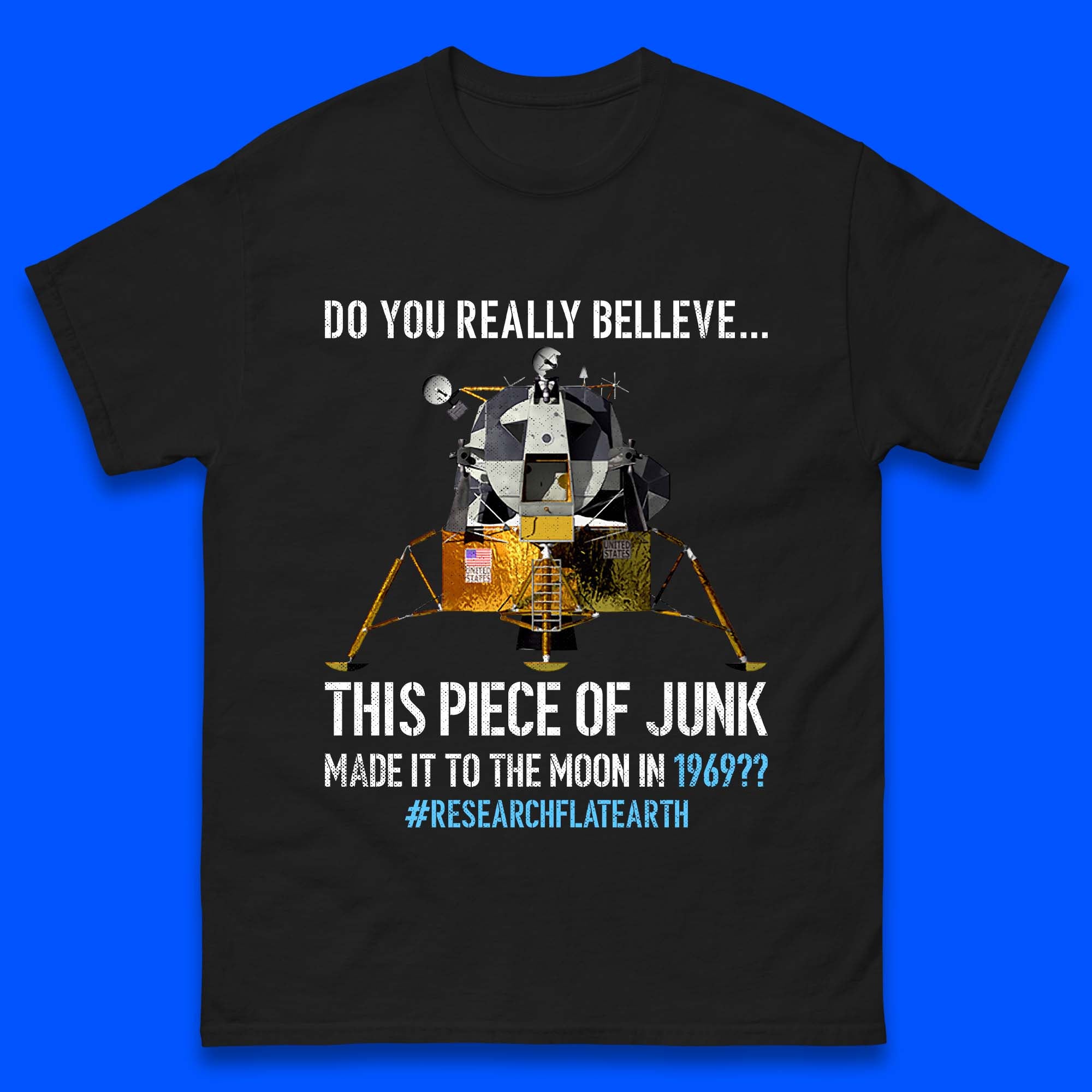 Research Flat Earth Mens T-Shirt Womens Tops Tees S