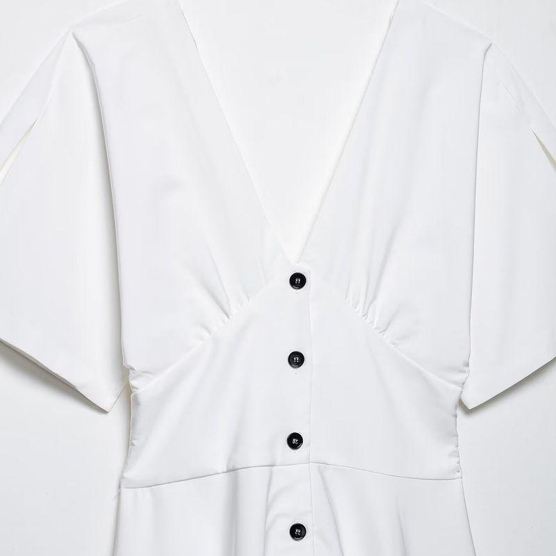 Kaslead New Women Clothes Western Style Button Decoration V-neck Midi Jumpsuit Long Dress 3242512 250