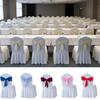 Spandex Chair Sash Ready Made Satin Ribbon Bows Chair Bands  Wedding Banquet Events Decoration