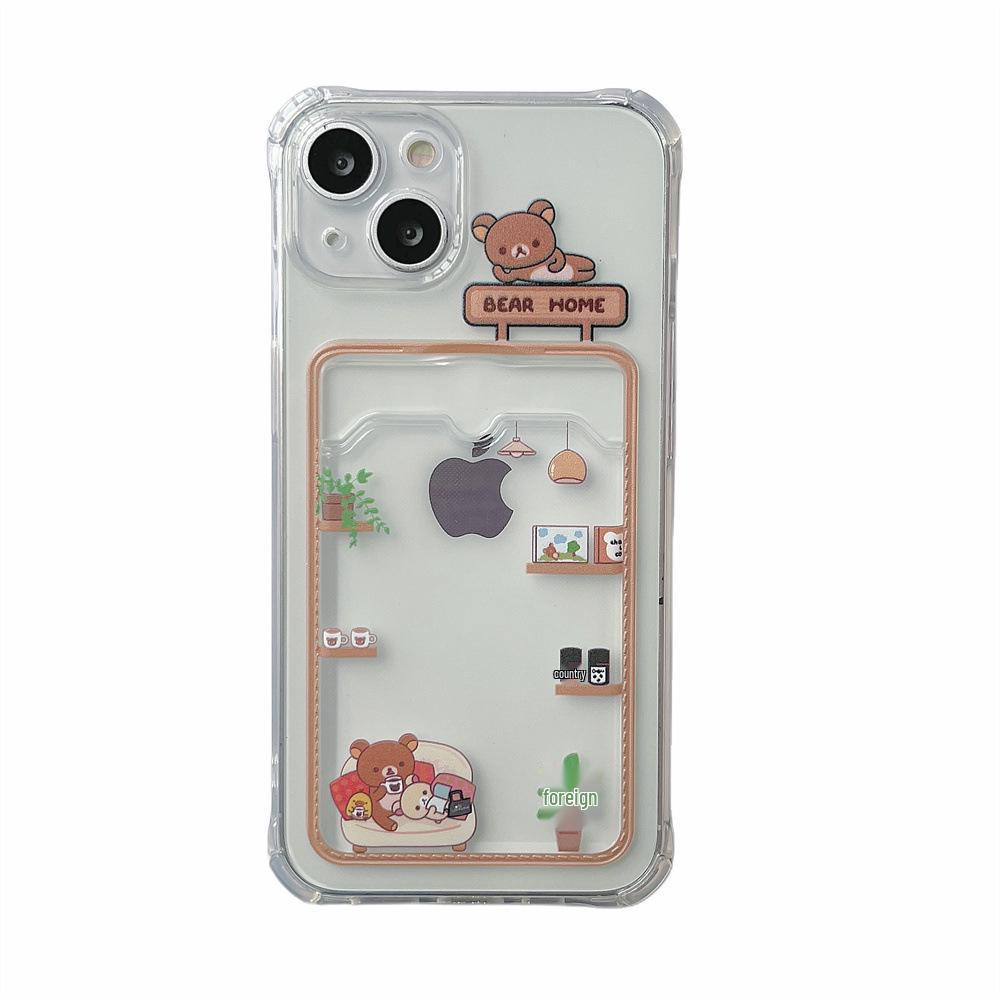 Brown Bear Love Series iPhone Case for iPhone 12/14 Pro, 11, XR, XS - Transparent, Female, 15+ Years Old Apple Users.