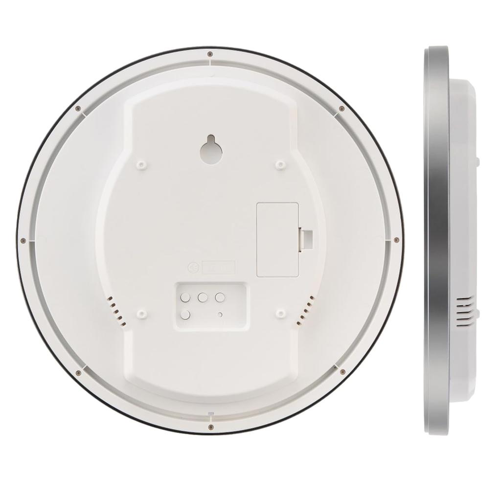 Landex Wall Clock Radio Analog 32cm Step Second Hand Night Second Hand Stop Temperature Humidity Calendar Display Silver Infolife YW9187SV