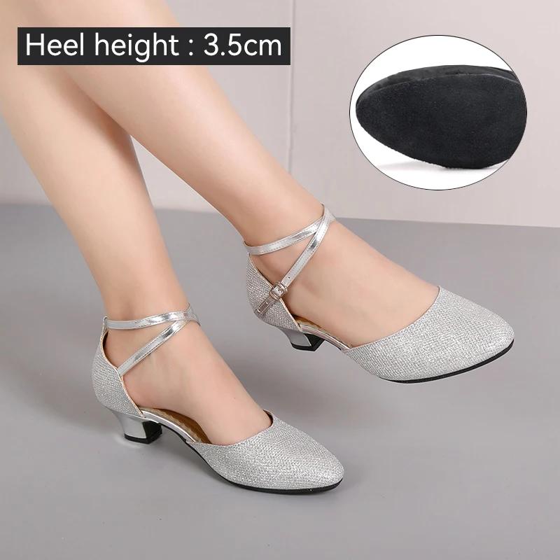 Women's Latin Dance Shoes Ballroom Shiny Salsa Dance Shoes Tango Ladies Girls Comfortable Dancing Shoes for Women Heel 5.5cm