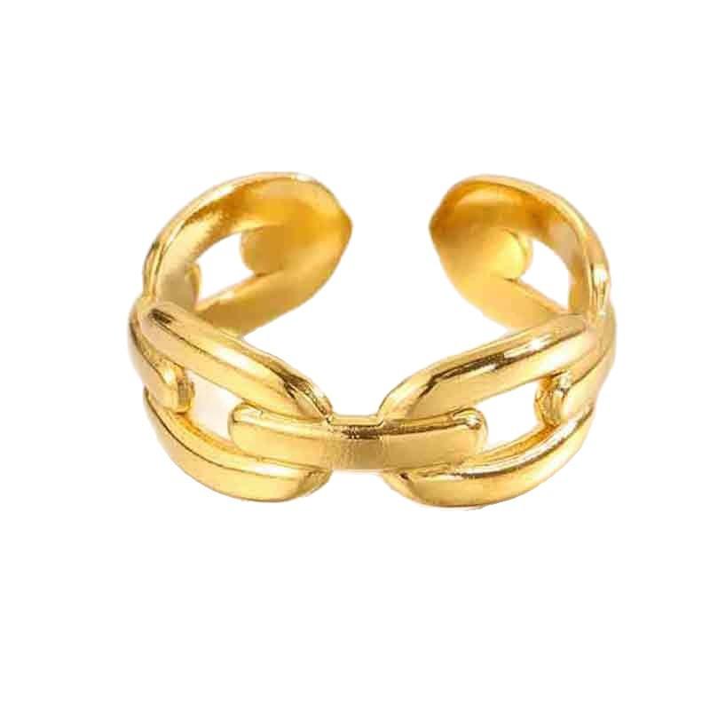 Beliebter offener Ring in Herzform aus Titan und Stahl im Hip-Hop-Stil mit einzigartigen, sich kreuzenden Linien in Herzform. Edelstahlring.