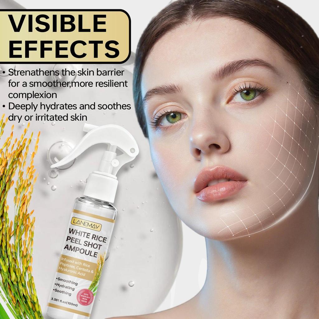 White Rice Peel Shot Ampoule-Gentle Peel & Deep Hydration-Soothes Dry Or Irritated Skin-100ml