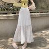 French Style White Lace Fish Tail Midi Skirt for Women - Summer High-Waist Drape A-Line Bodycon Long Skirt