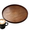 Plateau de service rond en bois antidérapant pour thé, café, snacks, assiette alimentaire, plateau de décoration pour la maison, assiette à salade, dessert, accessoires de cuisine
