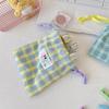 Ctrast Color Plaid Women's Makeup Case Travel Portable Female Drawstring Storage Bag Letter Prints Ladies Small Cosmetic Bags