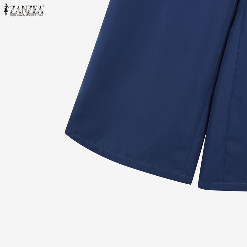 ZANZEA Conjuntos Casuais de Duas Peças para Mulheres: Blusa Floral de Manga Curta e Calças