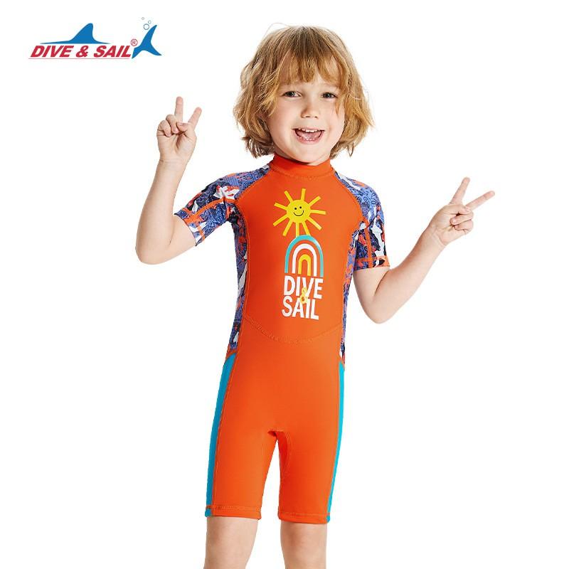 Kinderbadeanzug Jungen 'Einteiler Kurzarm Shorts Sonnenschutz Schnelltrocknend Mittel Alt Schwimmtraining Heiße Kleidung