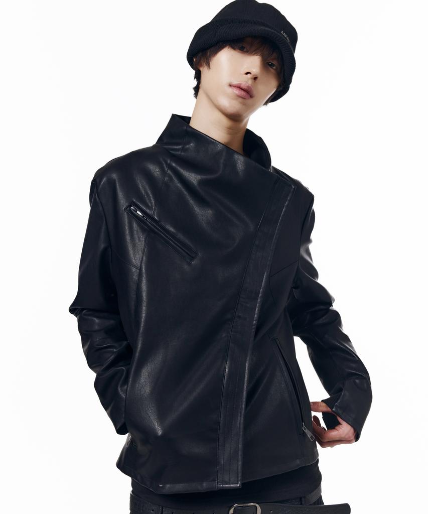 AAKAM Biker Wrap Leather Jacket (Black)